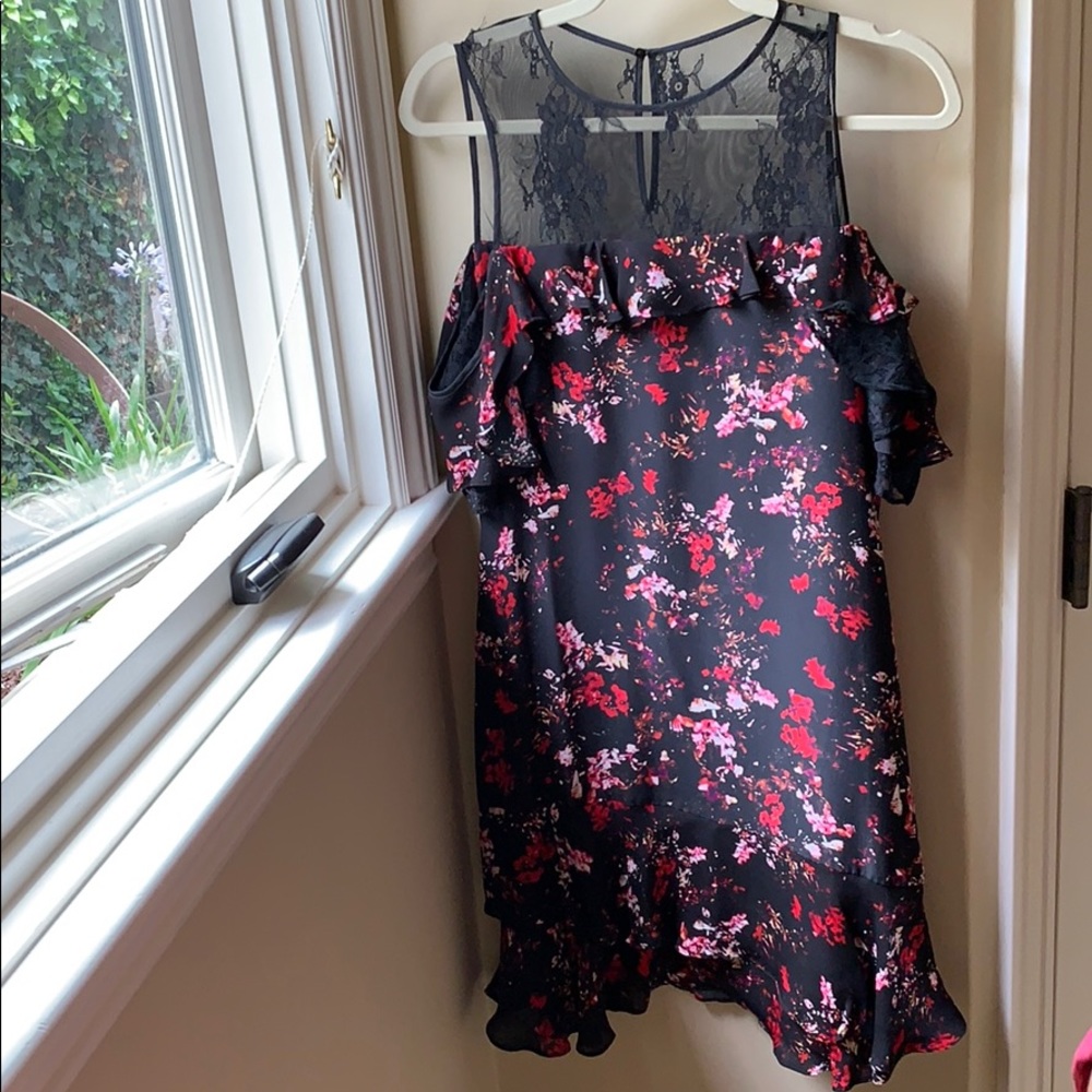 Parker New York Cold Shoulder Black Cocktail Dress